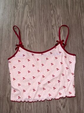Women's Pink Cherry Print Cami Tank Top